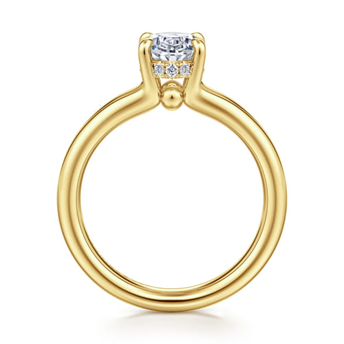 14K Yellow Gold Split Shank Oval Diamond Engagement Ring