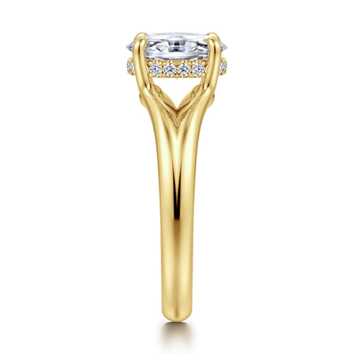 14K Yellow Gold Split Shank Oval Diamond Engagement Ring