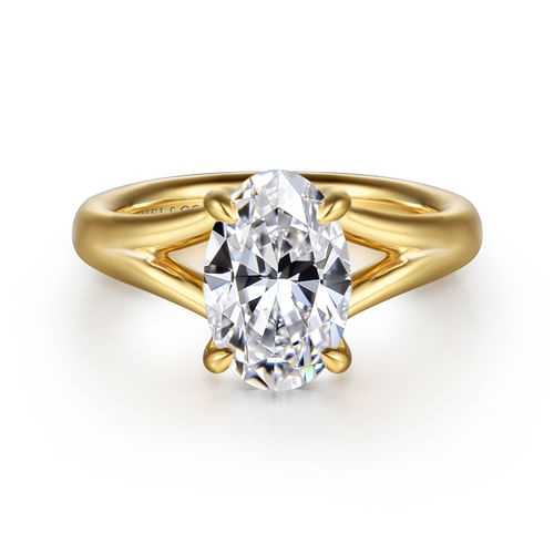 14K Yellow Gold Split Shank Oval Diamond Engagement Ring