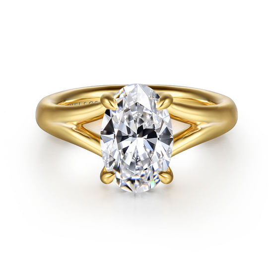 Gabriel - 14K Yellow Gold Split Shank Oval Diamond Engagement Ring