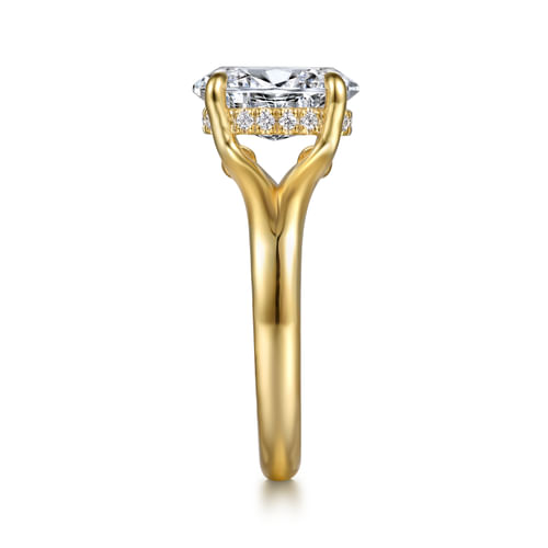 14K Yellow Gold Split Shank Oval Diamond Engagement Ring