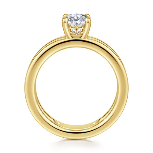 14K Yellow Gold Split Shank Oval Diamond Engagement Ring