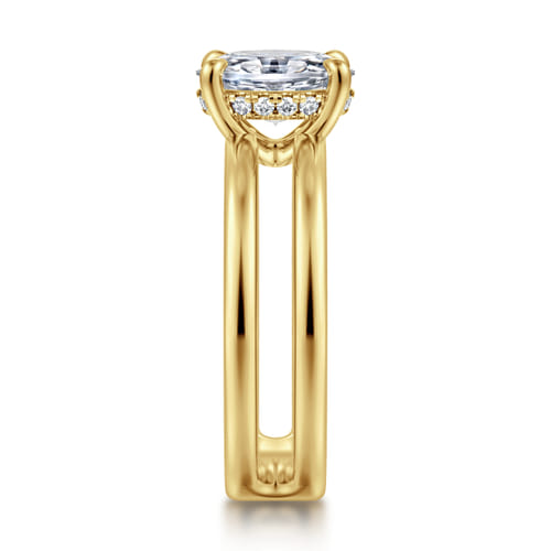 14K Yellow Gold Split Shank Oval Diamond Engagement Ring