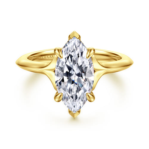 14K Yellow Gold Split Shank Oval Diamond Engagement Ring
