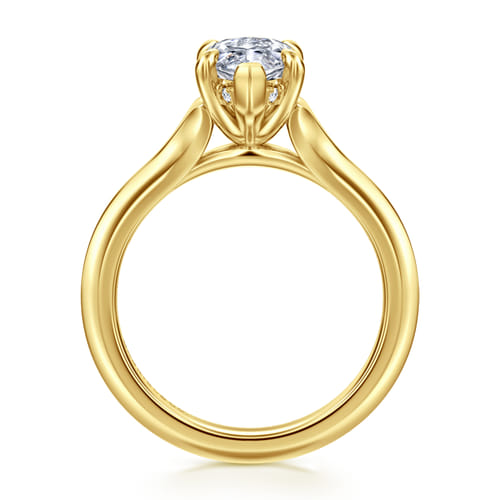 14K Yellow Gold Split Shank Oval Diamond Engagement Ring