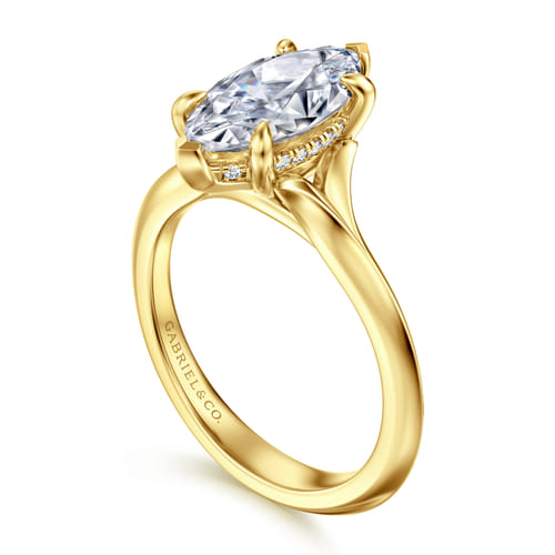 14K Yellow Gold Split Shank Oval Diamond Engagement Ring
