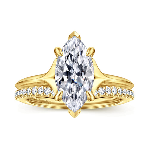 14K Yellow Gold Split Shank Oval Diamond Engagement Ring
