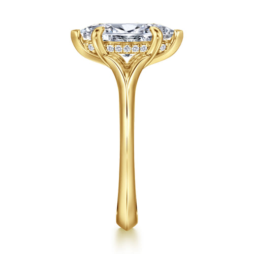14K Yellow Gold Split Shank Oval Diamond Engagement Ring
