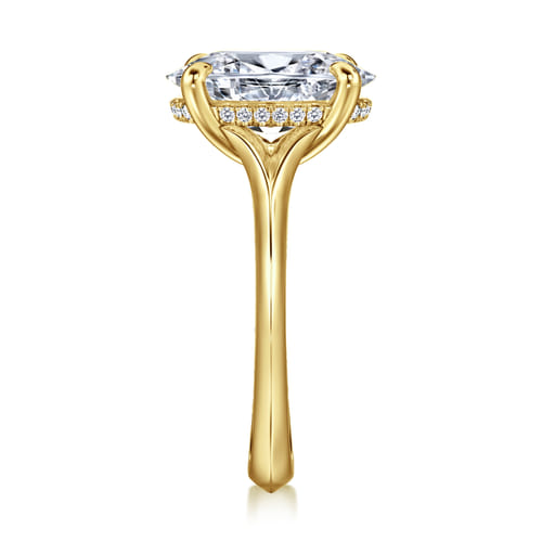 14K Yellow Gold Split Shank Oval Diamond Engagement Ring