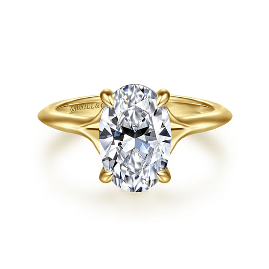 Gabriel - 14K Yellow Gold Split Shank Oval Diamond Engagement Ring