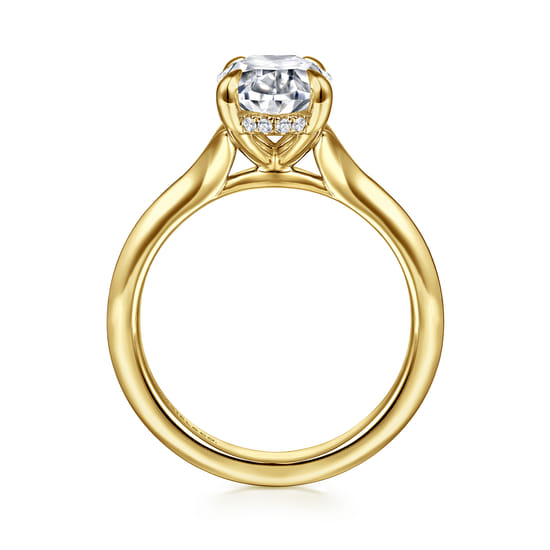 14K Yellow Gold Split Shank Oval Diamond Engagement Ring angle 2