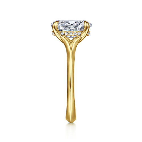 14K Yellow Gold Split Shank Oval Diamond Engagement Ring
