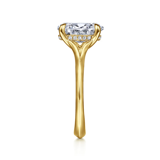 14K Yellow Gold Split Shank Oval Diamond Engagement Ring angle 5