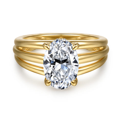 14K Yellow Gold Split Shank Oval Diamond Engagement Ring