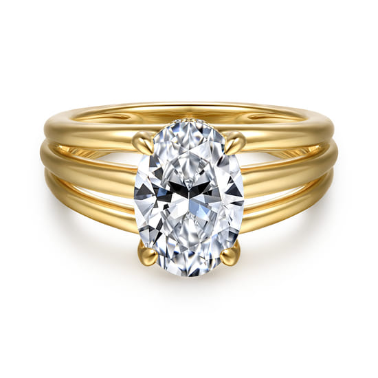 Gabriel - 14K Yellow Gold Split Shank Oval Diamond Engagement Ring
