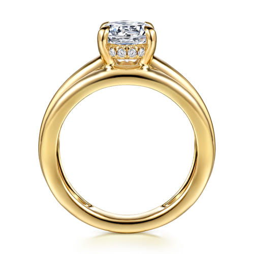 14K Yellow Gold Split Shank Oval Diamond Engagement Ring