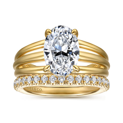 14K Yellow Gold Split Shank Oval Diamond Engagement Ring