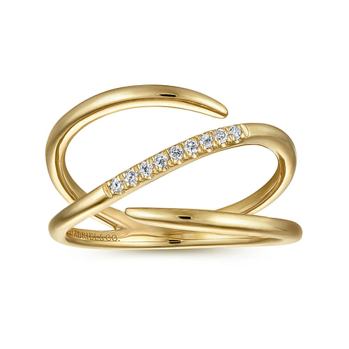 14K Yellow Gold Split Shank Pavé Diamond Wrap Ring