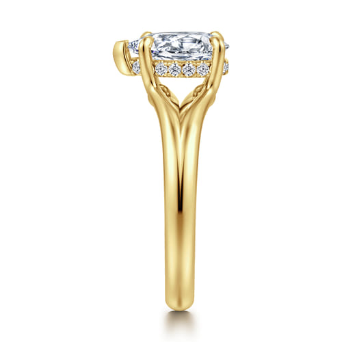 14K Yellow Gold Split Shank Pear Shape Diamond Engagement Ring