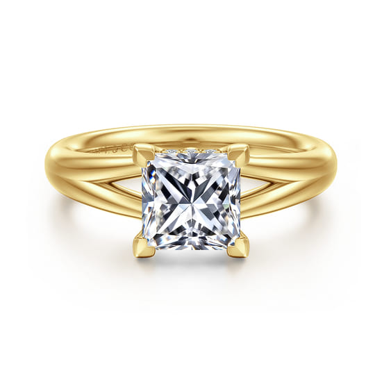 Gabriel - 14K Yellow Gold Split Shank Princess Cut Diamond Engagement Ring