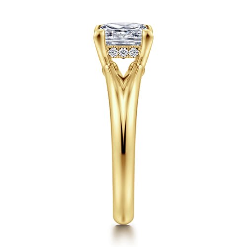 14K Yellow Gold Split Shank Princess Cut Diamond Engagement Ring
