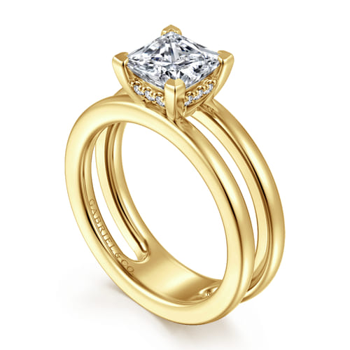 14K Yellow Gold Split Shank Princess Cut Diamond Engagement Ring 14K Yellow Gold Split Shank Princess Cut Diamond Engagement Ring