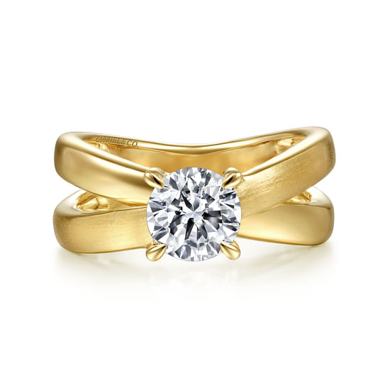 Gabriel - 14K Yellow Gold Split Shank Round Diamond Engagement Ring