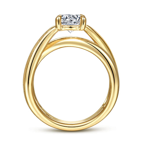 14K Yellow Gold Split Shank Round Diamond Engagement Ring