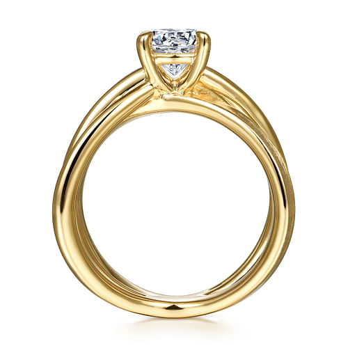 14K Yellow Gold Split Shank Round Diamond Engagement Ring