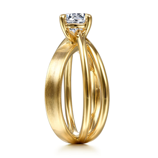 14K Yellow Gold Split Shank Round Diamond Engagement Ring angle 5