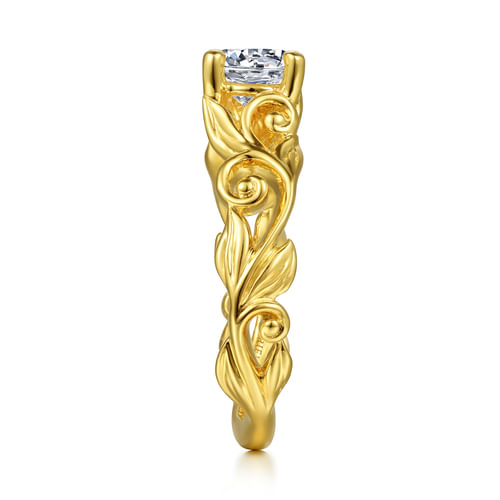14K Yellow Gold Split Shank Round Diamond Engagement Ring
