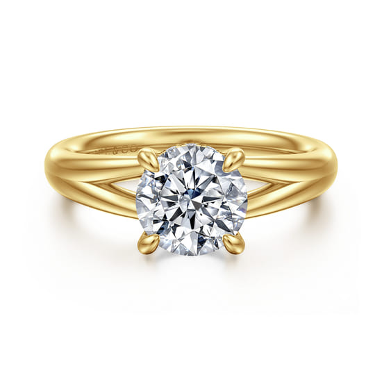 Gabriel - 14K Yellow Gold Split Shank Round Diamond Engagement Ring