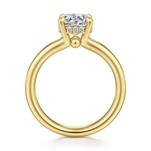 14K Yellow Gold Split Shank Round Diamond Engagement Ring