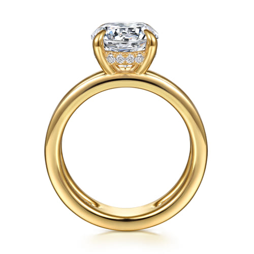 14K Yellow Gold Split Shank Round Diamond Engagement Ring