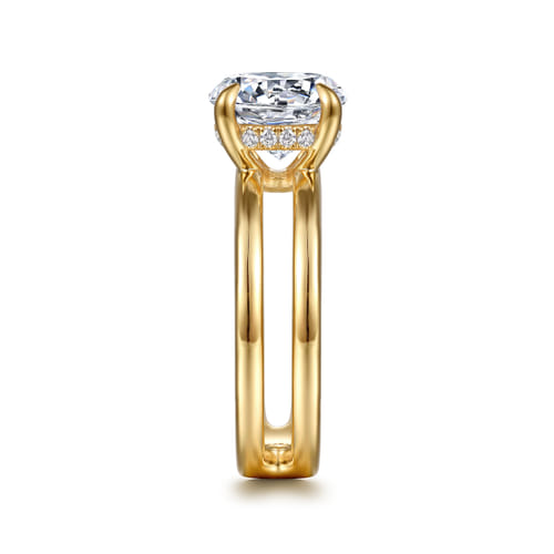 14K Yellow Gold Split Shank Round Diamond Engagement Ring