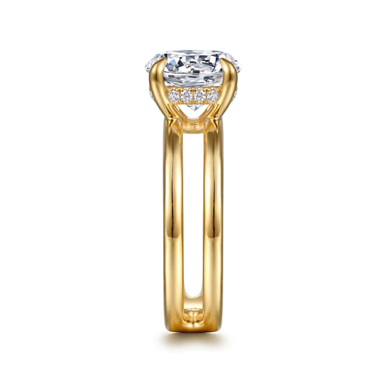 14K Yellow Gold Split Shank Round Diamond Engagement Ring angle 5