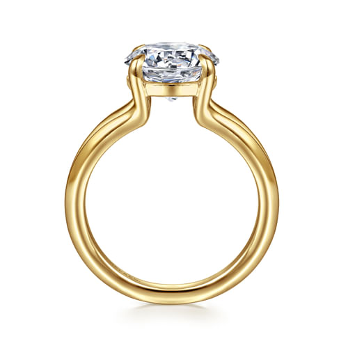 14K Yellow Gold Split Shank Round Diamond Engagement Ring