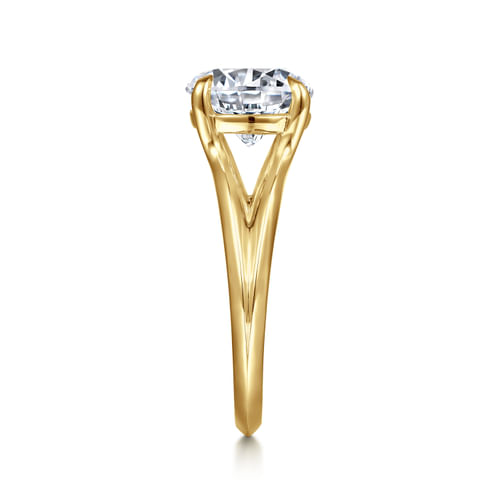 14K Yellow Gold Split Shank Round Diamond Engagement Ring