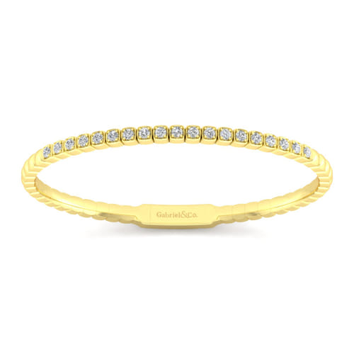 14K Yellow Gold Square Set Diamond Bangle
