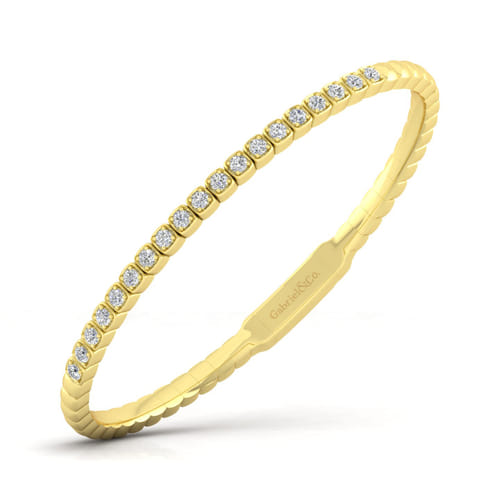 14K Yellow Gold Square Set Diamond Bangle