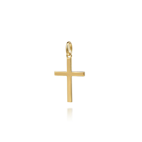 14K Yellow Gold Square Station Mini Cross Pendant