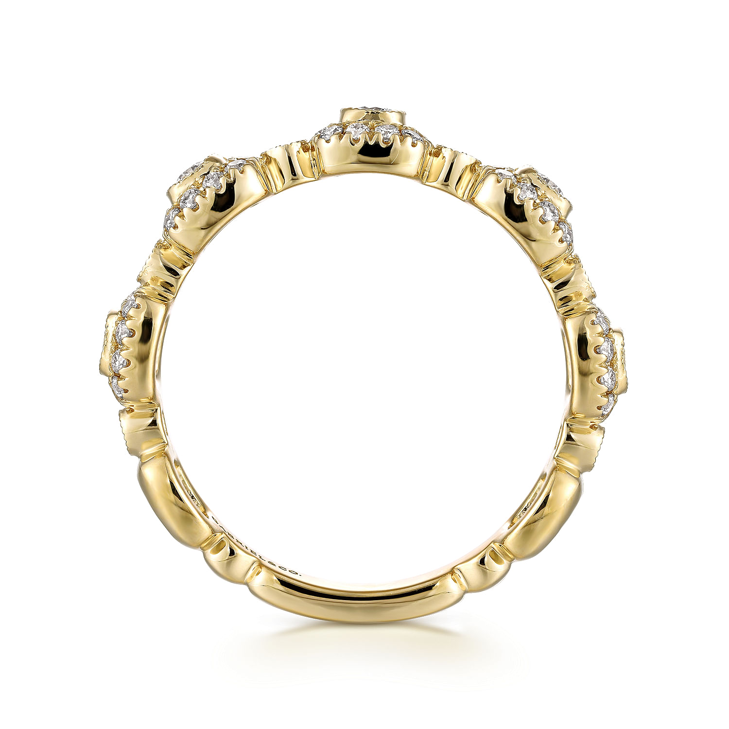 14K Yellow Gold Square Station Stackable Diamond Ring