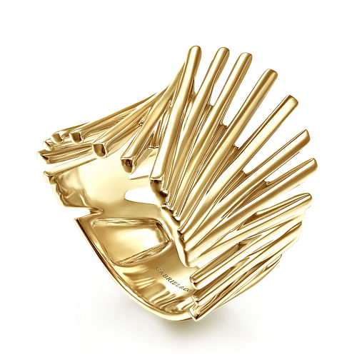 14K Yellow Gold Stacked Bar Cage Ring