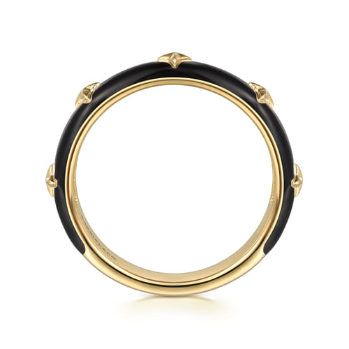 14K Yellow Gold Star Split Stackable with Black Enamel 14K Yellow Gold Star Split Stackable with Black Enamel