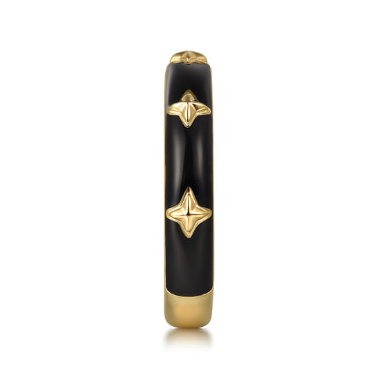14K Yellow Gold Star Split Stackable with Black Enamel angle 4 14K Yellow Gold Star Split Stackable with Black Enamel angle 4