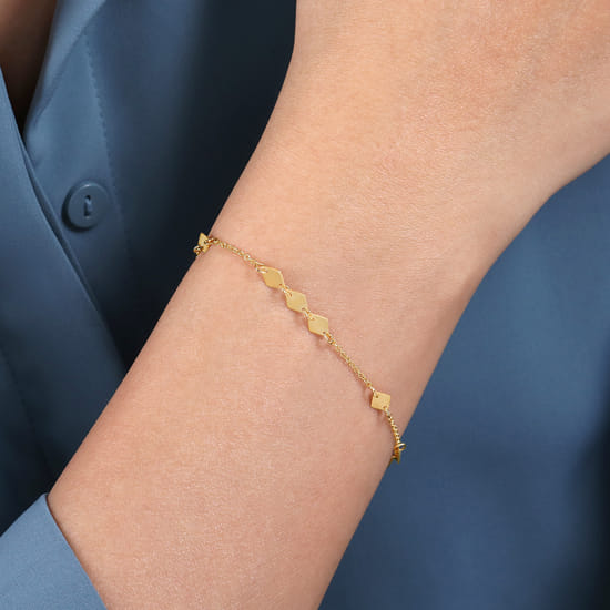 14K Yellow Gold Stations Bracelet angle 3