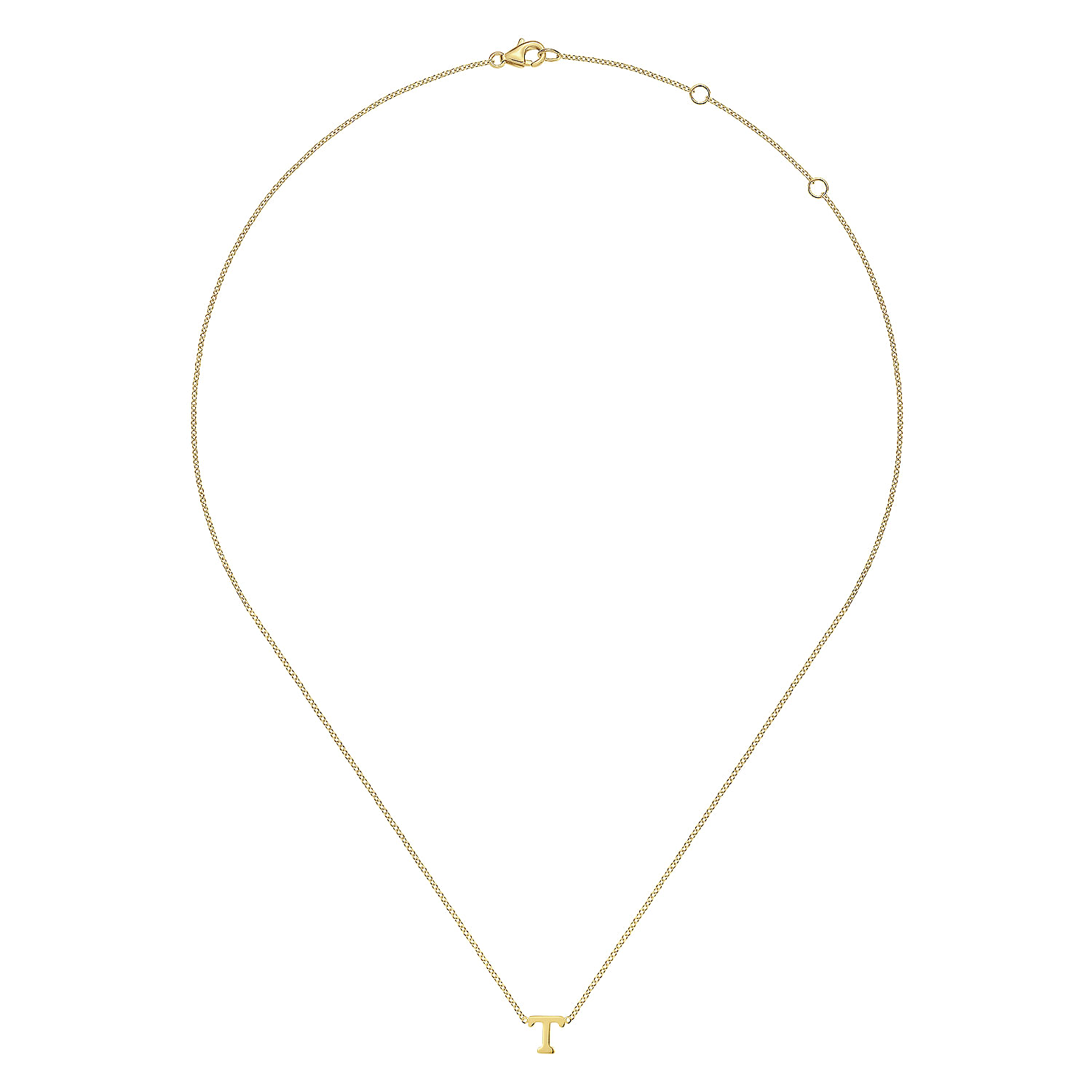 14K Yellow Gold T Initial Necklace