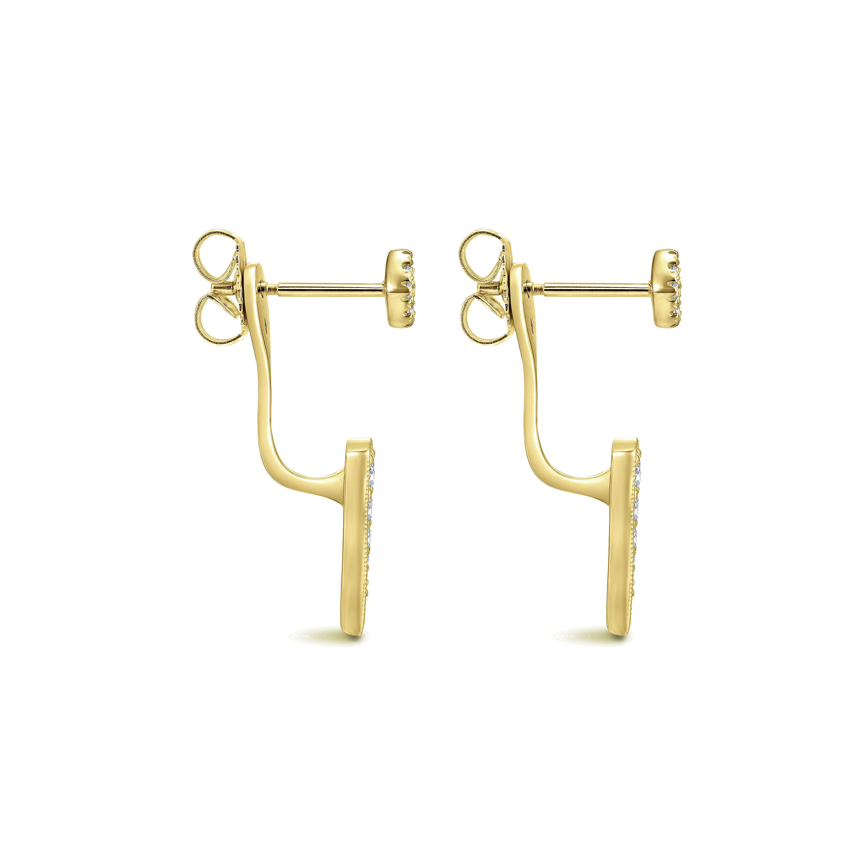 14K Yellow Gold Tapered Diamond Bar Stud Earrings