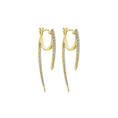 14K Yellow Gold Tapered Diamond Threader Drop Earrings