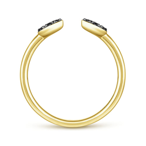 14K Yellow Gold Teardrop Pavé Black Diamond Split Ring